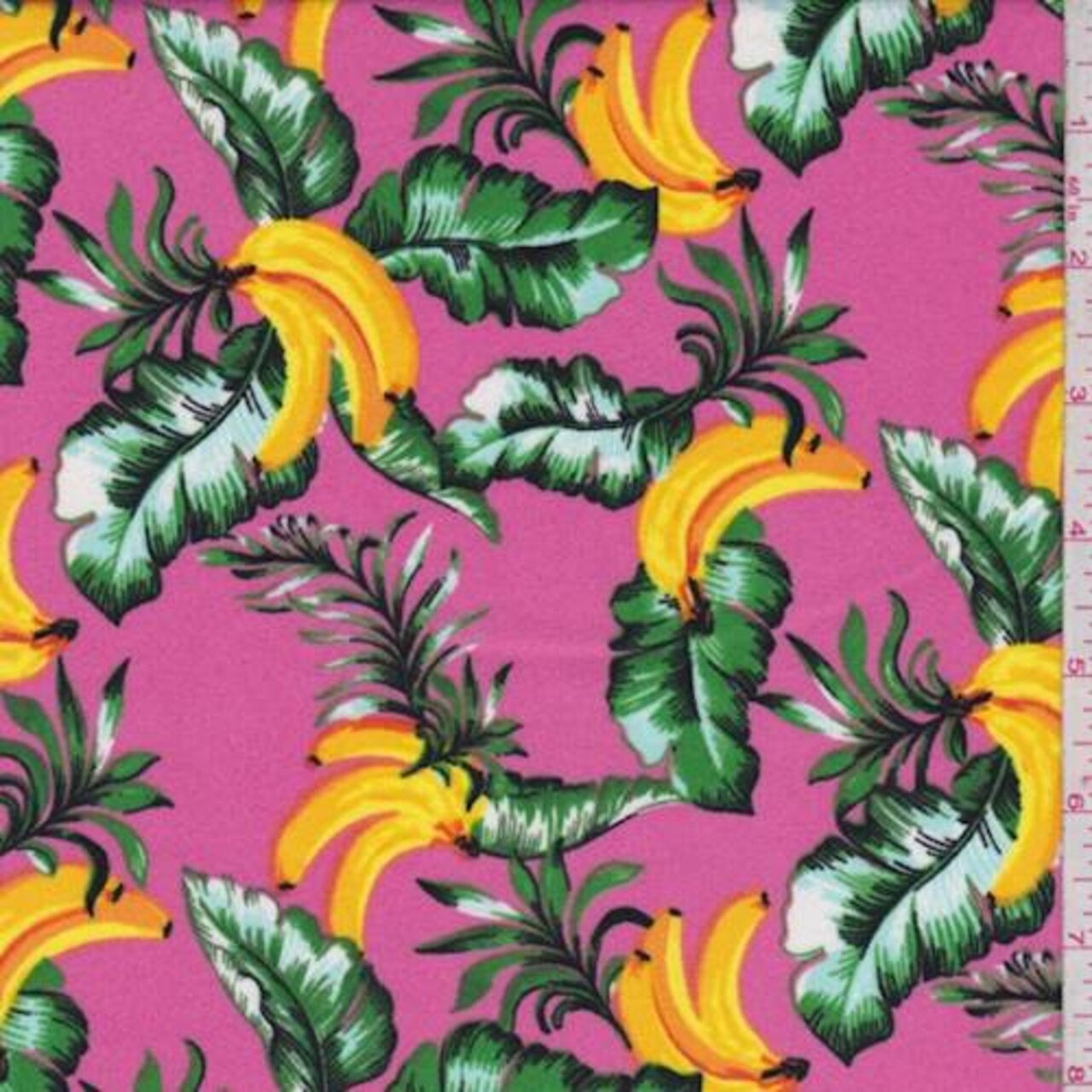 Pink Tropical Banana Double Brushed Jersey Knit Fabric By the Yard